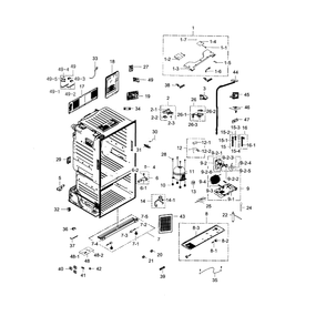 Cabinet Diagram and Parts List for RF28HDEDBSR AA-0005 Samsung Refrigerator