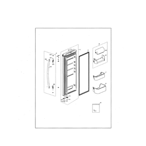 Right Fridge Door Diagram and Parts List for RF20HFENBSG US-00 Samsung Refrigerator