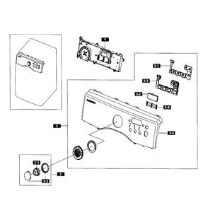 Control Panel Diagram and Parts List for DV365GTBGWR A3-01 Samsung Dryer