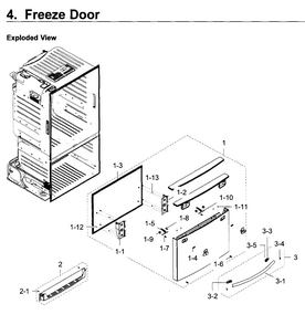 Freezer Door Diagram and Parts List for RF23HTEDBSR AA-0007 Samsung Refrigerator