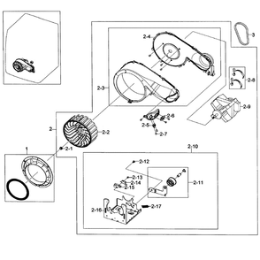 Motor Assembly Diagram and Parts List for DV448AEW XAA-02 Samsung Dryer