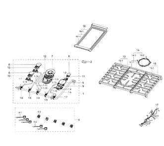 Part Location Diagram of DG98-01191B Samsung Packing Grate Assembly
