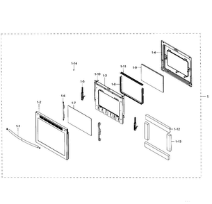 Door Section Diagram and Parts List for NE59J7650WS AA-00 Samsung Range
