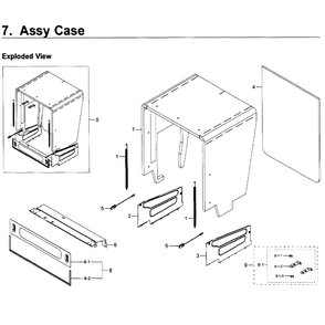 Case Diagram and Parts List for DW80K5050US AA-0000 Samsung Dishwasher