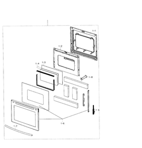 Door Assy Diagram and Parts List for NE594R0ABBB AA-0001 Samsung Range