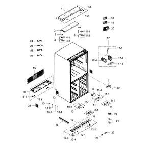 Cabinet Diagram and Parts List for RF34H9960S4 AA-01 Samsung Refrigerator