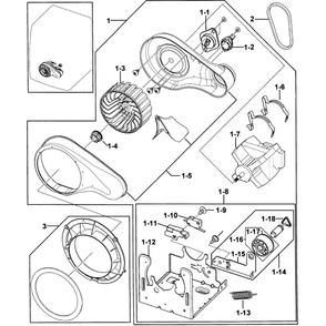 Motor Assembly Diagram and Parts List for DV331AER XAA-0000 Samsung Dryer