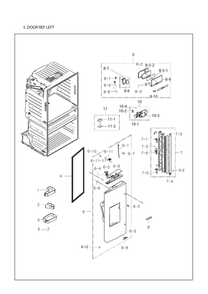 Left Refrigerator Door Parts Diagram and Parts List for RF25HMEDBSR AA-13 Samsung Refrigerator