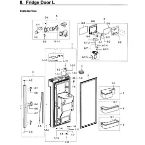 Fridge Door L Diagram and Parts List for RF28K9380SG AA-01 Samsung Refrigerator
