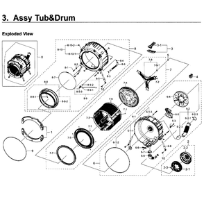 Tub And Drum Diagram and Parts List for WF419AAW XAA-01 Samsung Washer