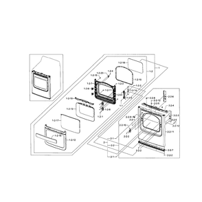 Front And Door Diagram and Parts List for DV5471AGP XAA-0000 Samsung Dryer