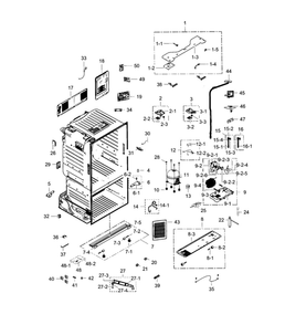 Cabinet Diagram and Parts List for RF28HFEDTSR AA-01 Samsung Refrigerator