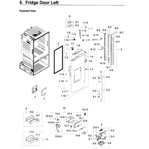 Fridge Door L Diagram and Parts List for RF28HDEDPBC AA-07 Samsung Refrigerator
