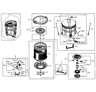 Tub Assy Diagram and Parts List for WA5451ANW XAA-0003 Samsung Washer