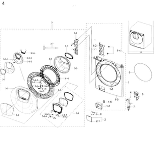 Frame Front & Door Diagram and Parts List for WF45K6500AV A2-0000 Samsung Washer