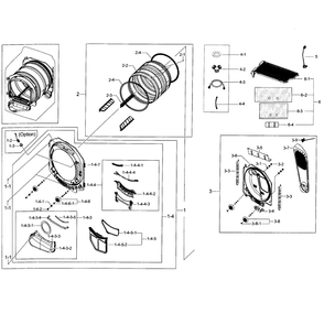 Drum Diagram and Parts List for DV56H9100EG A2-0000 Samsung Dryer