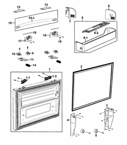 Freezer Door Diagram and Parts List for RF266AZRS XAA-0000 Samsung Refrigerator