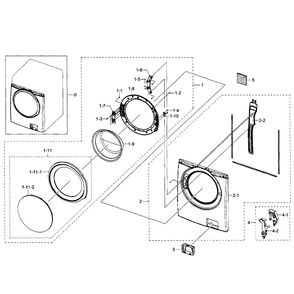 Frame 1 Diagram and Parts List for WF350ANW XAA-03 Samsung Washer