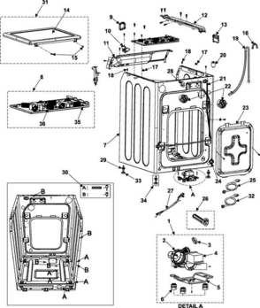01 - Cabinet Diagram and Parts List for WF306LAW XAA Samsung Washer