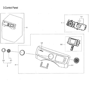 Control Panel Diagram and Parts List for DVE45M5500P A3-0000 Samsung Dryer