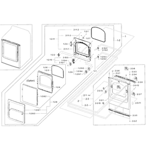 Front Frame/door Diagram and Parts List for DV50F9A7GVW A2-0000 Samsung Dryer
