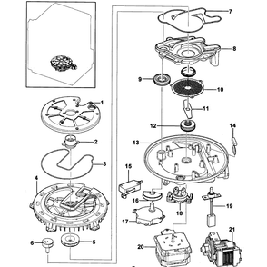 Pump Assembly Diagram and Parts List for DMR77LHW XAA-00 Samsung Dishwasher