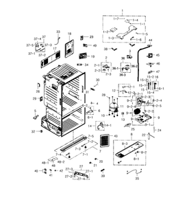 Cabinet Diagram and Parts List for RF28HDEDTSR AA-01 Samsung Refrigerator