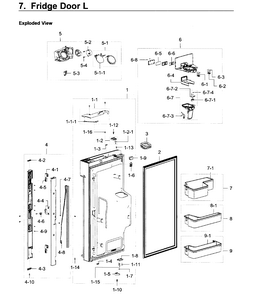 Fridge Door L Diagram and Parts List for RF22K9581SG AA-0001 Samsung Refrigerator