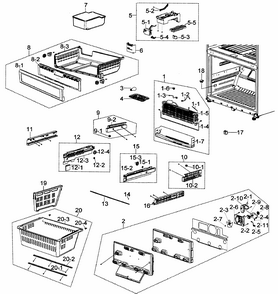 Freezer Diagram and Parts List for RF266AZWP XAA-0000 Samsung Refrigerator