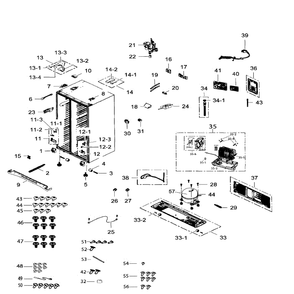Cabinet Diagram and Parts List for RS25H5111SR AA-01 Samsung Refrigerator