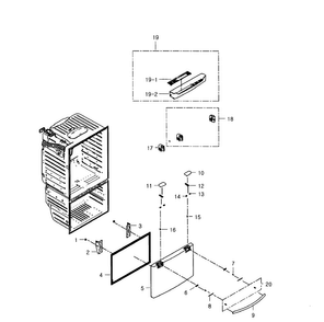 Freezer Door Diagram and Parts List for RFG29PHDBP XAA-0002 Samsung Refrigerator