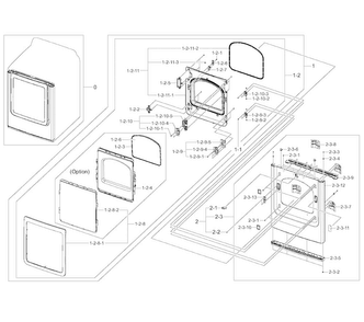 Frame Front & Door Diagram and Parts List for DV45H7000EW A2-0002 Samsung Dryer
