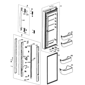 Left Door Diagram and Parts List for RF197ABWP XAA-0000 Samsung Refrigerator