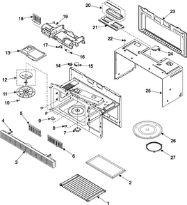 Body/cavity/elements Diagram and Parts List for SMH6140CB XAA Samsung Microwave