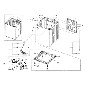 Frame Assembly Diagram and Parts List for WA45H7200AW A2-0001 Samsung Washer