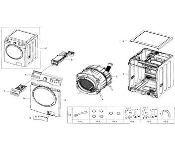 Main Assy Diagram and Parts List for WF330ANW XAA-0001 Samsung Washer