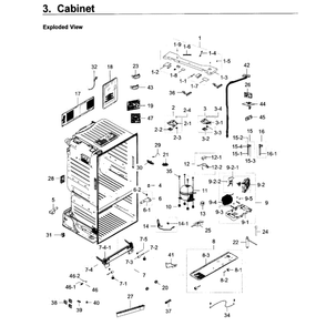 Cabinet Diagram and Parts List for RF23HCEDBSR AA-0011 Samsung Refrigerator