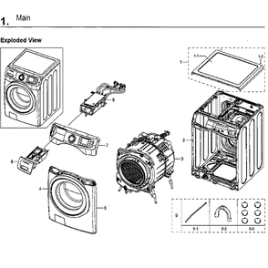 Main Assembly Diagram and Parts List for WF45M5100AW A5-00 Samsung Washer
