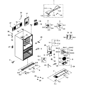 Cabinet Assembly Diagram and Parts List for RF31FMEDBSR AA-01 Samsung Refrigerator
