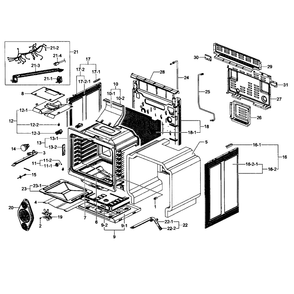 Cavity Assembly Diagram and Parts List for FX510BGS XAA-01 Samsung Range