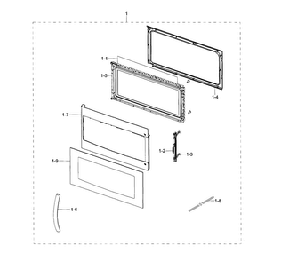 Door Diagram and Parts List for ME18H704SFW AA-0001 Samsung Microwave
