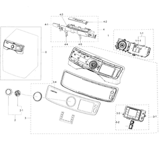 Control Panel Diagram and Parts List for DV50K7500GW A3-0001 Samsung Dryer