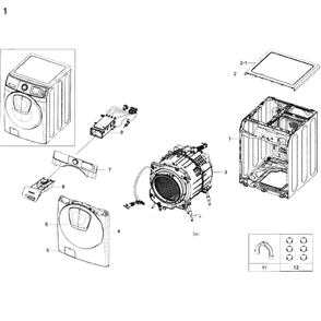 Main Assembly Diagram and Parts List for WF45K6500AV A2-0000 Samsung Washer