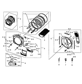 Drum Assy Diagram and Parts List for DV448AEP XAA-0002 Samsung Dryer