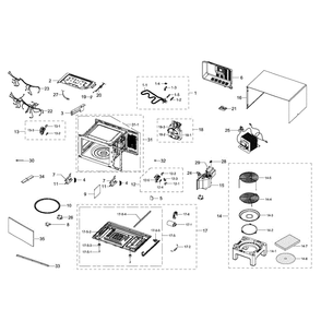 Main Assembly Diagram and Parts List for MC11H6033CT AA-00 Samsung Microwave