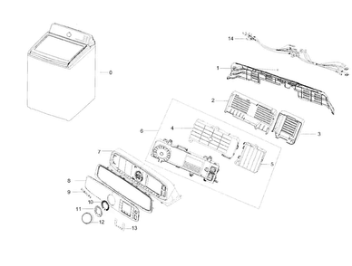 Control Panel Diagram and Parts List for WA56H9000AP A2-0000 Samsung Washer