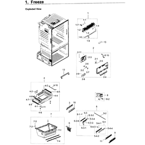 Freezer Diagram and Parts List for RF23HTEDBSR AA-07 Samsung Refrigerator