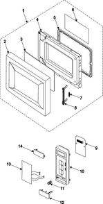 Control Panel/door Assembly Diagram and Parts List for MW640WA XAA Samsung Microwave