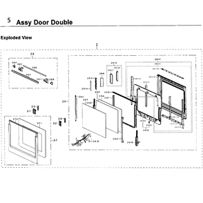 Door Double Diagram and Parts List for NV51K6650DG AA-0000 Samsung Wall Oven