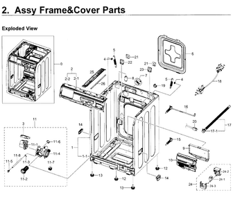 Frame Cover & Parts Diagram and Parts List for WF350ANP XAA-0000 Samsung Washer